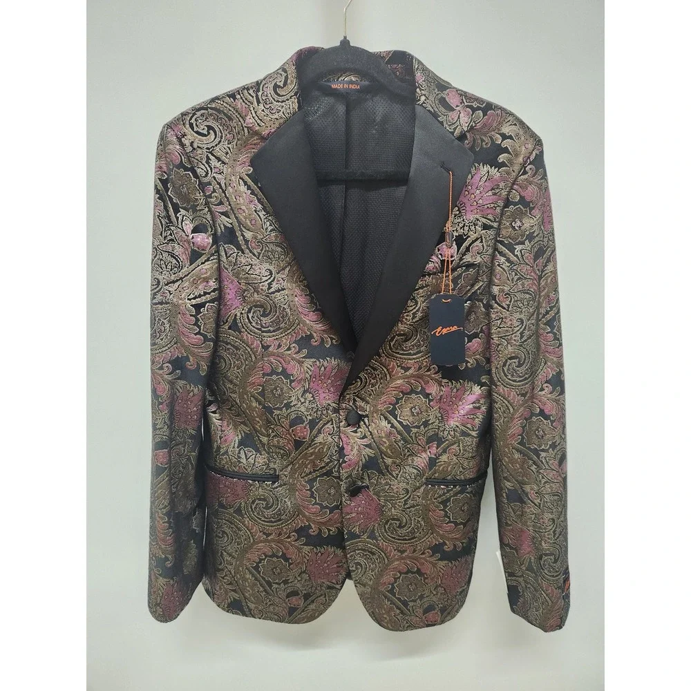 NWT Egara Mens Slim Fit Metallic Paisley Dinner Jacket Blazer